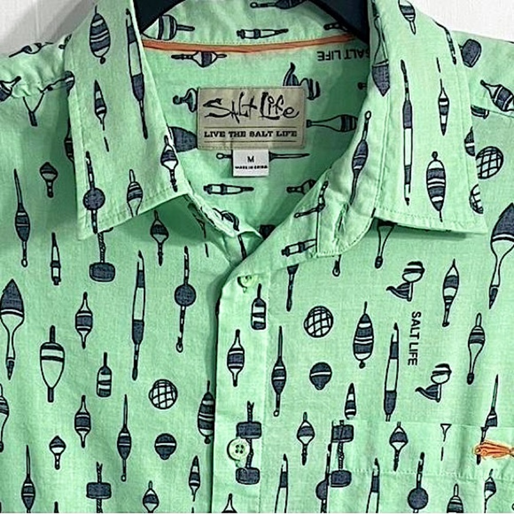 SALT LIFE Buoys Button Down Shirt Green M